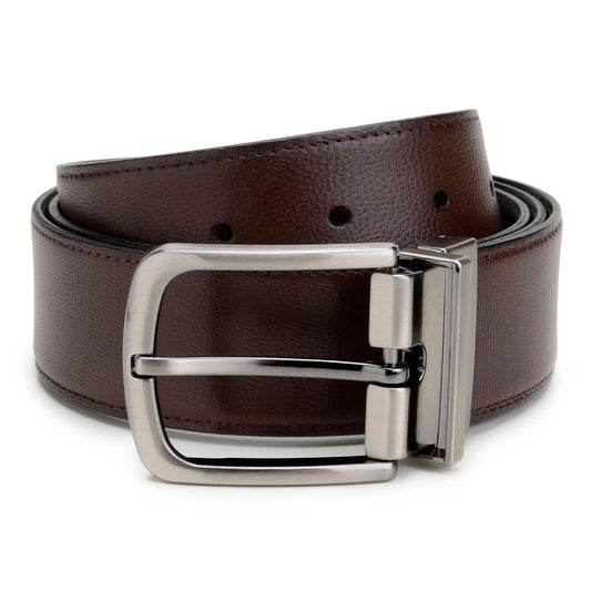 Cinto Social Em Couro Dupla Face CNS 06890041 CAPUCCINO E PRETO