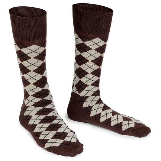 MEIA MASCULINA ESTAMPADA CNS 05 MARROM E BEGE