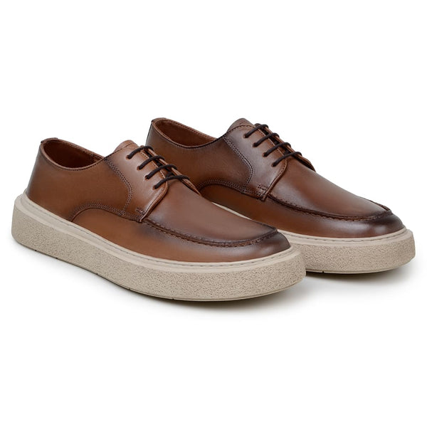 SAPATO CASUAL MASCULINO DERBY CNS MIKE 02 ESTONADO TAN