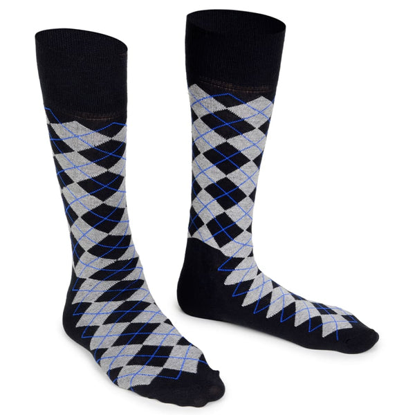 Meia Masculina Estampada 5 PRETO/CINZA