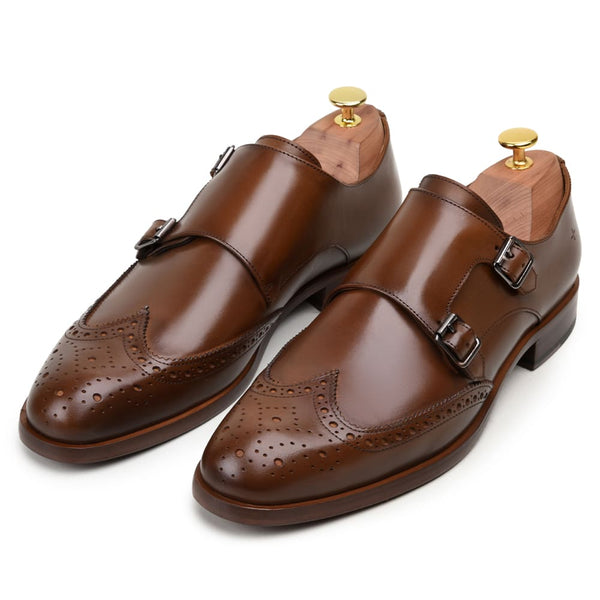 SAPATO SOCIAL MASCULINO MONK STRAP CNS+ HOLL 07 WHISKY